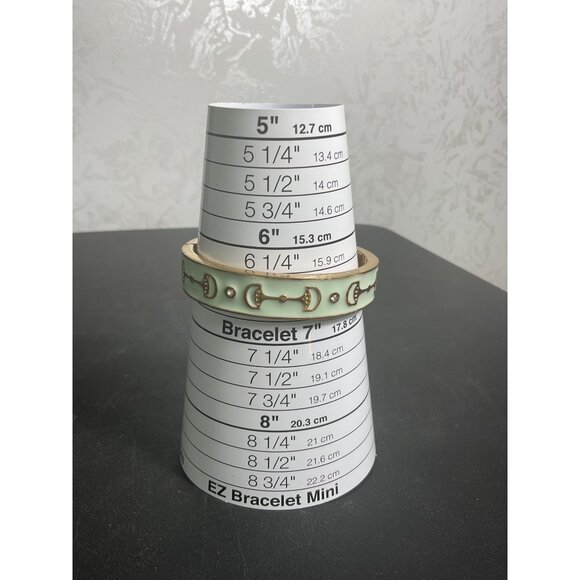 Vintage Formash Gold-Tone & Mint Enamel Hinged Bangle Bracelet With Horse Bit De - Picture 2 of 5